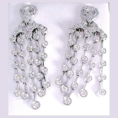 Pave/Bezel Set Dangling Diamond Earrings