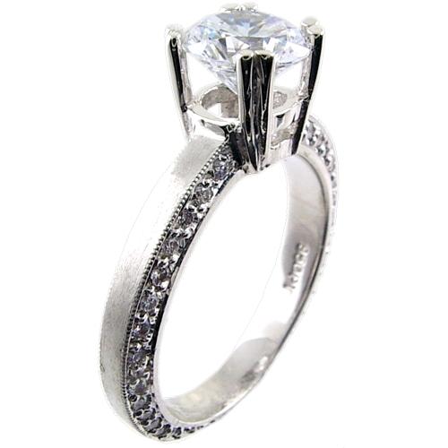 Eternity Style Pave Set Diamond Engagement Ring Semi Mount