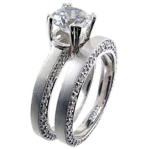 Eternity Style Pave Set Diamond Wedding Set (Semi Mount)
