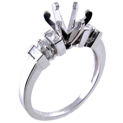 Channel Set Baguette, Prong Set Round Diamond Engagement Ring Se Channel Set Baguette, Prong Set Round Diamond Engagement Ring Se