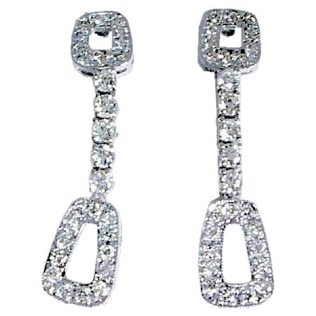 Dangling Prong/Pave Set Diamond Earrings