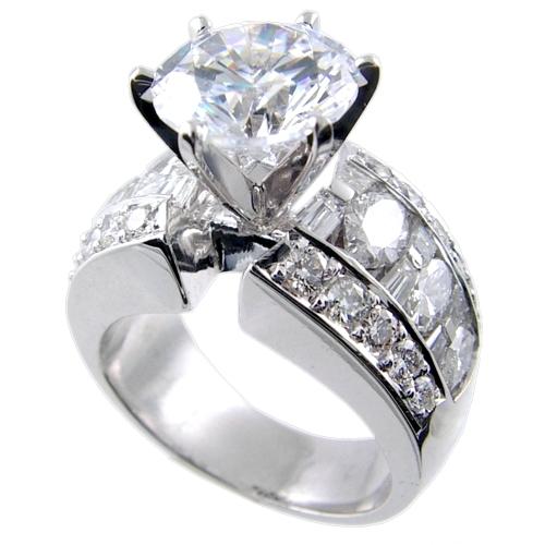 Invisible Set Marquise/Baguette, Pave Set Diamond Engagement Rin