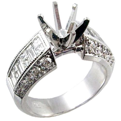 Invisible Set Baguette, Channel Set Princess Cut Diamond Engagem