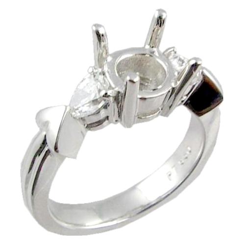 Prong Set Pear Shaped Diamond Engagement Ring Semi Mount