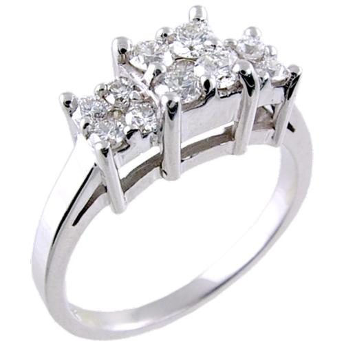 Prong Set Round Diamond Clustered three Stone Diamond Engagement