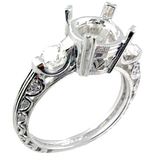 Channel Set Round Diamond Engagement Ring Semi Mount