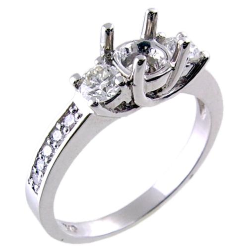 Pave Set Round Diamond Engagement Ring Semi Mount
