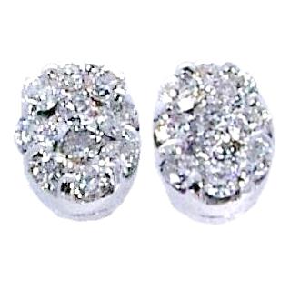 Oval Shaped Diamond Cluster Earrings