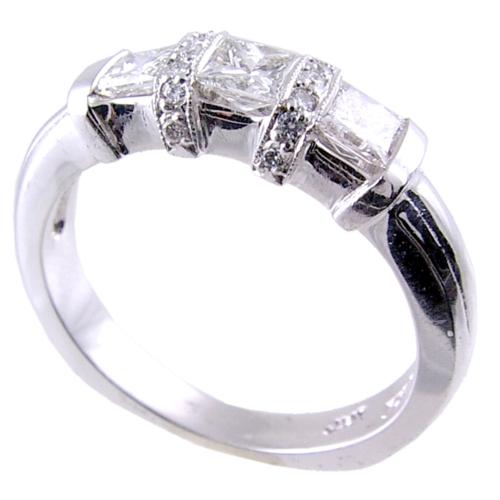 Channel Set Princess Cut Diamond, Pave Set Wedding Ring