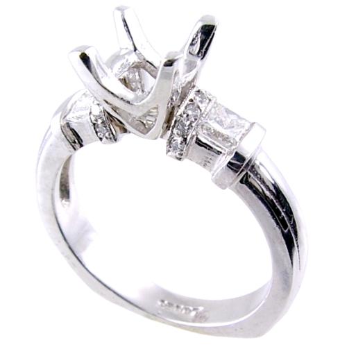 Channel Set Princess Cut, Pave Set Round Diamond Engagement Ring Channel Set Princess Cut, Pave Set Round Diamond Engagement Ring