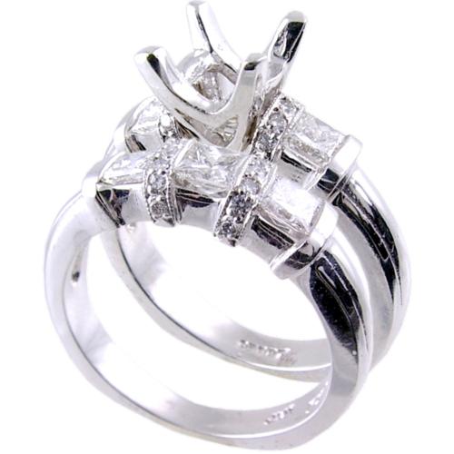 Channel Set Princess Cut, Pave Set Bridal Set (Semi Mount)