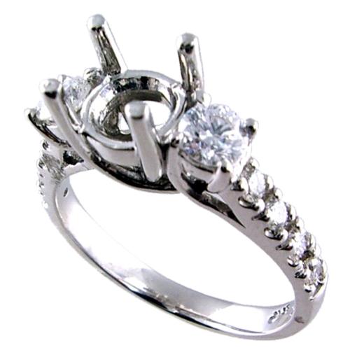 Prong Set Round, Pave Set Round Diamond Engagement Ring Semi Mou