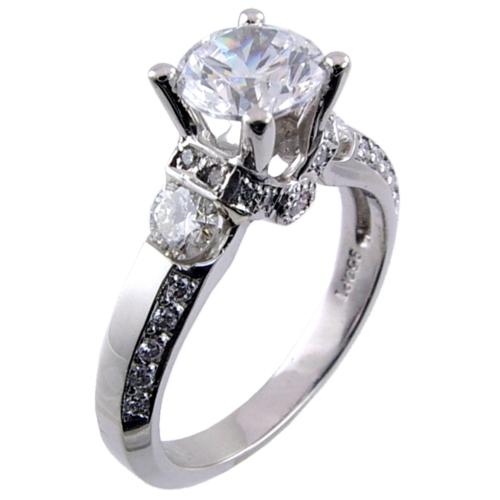 Pave/Channel Set Round Diamond Engagement Ring Semi Mount