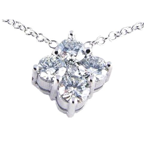 Prong Set Round Diamond Necklace (7.2x7.2 mm Cluster)