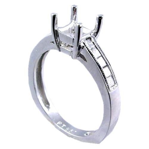 Channel Set Princess Cut Diamond Engagement Ring Semi Mount