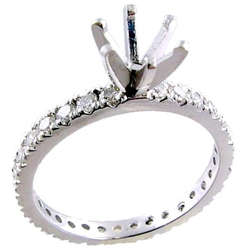 Eternity Style Pave Set Round Diamond Engagement Ring Semi Mount