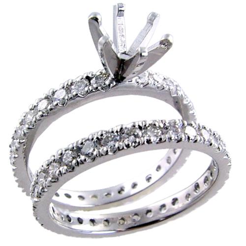 Eternity Style Pave Set Diamond Bridal Set (Semi Mount)