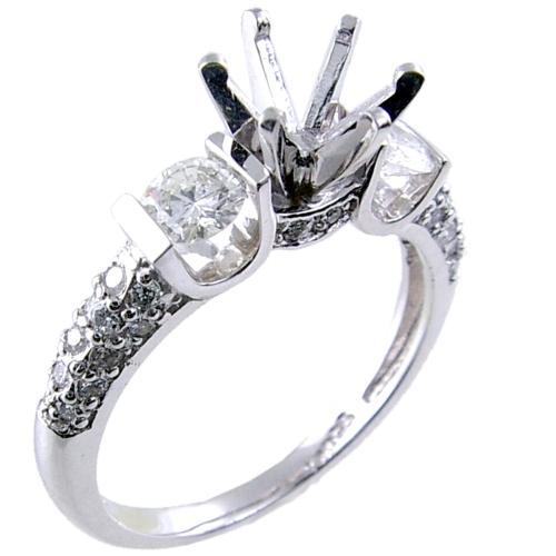 Pave Set/Channel Set Round Diamond Engagement Ring Semi Mount