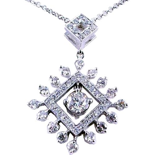 Prong Set Round Diamond, Pave Set Diamond Pendant