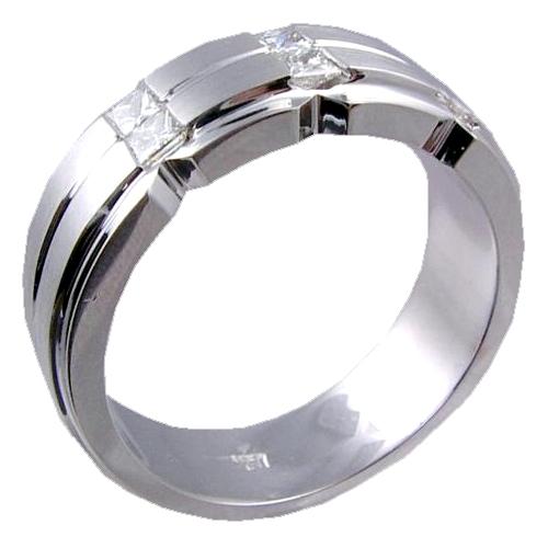 Mens Channel Set Princess Cut Diamond Wedding Ring