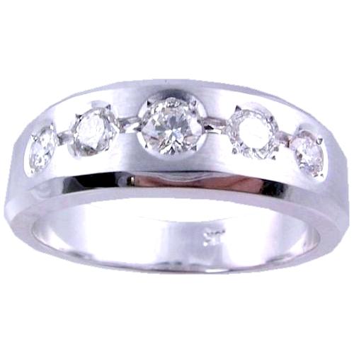 Mens 5 Round Diamond Wedding Ring