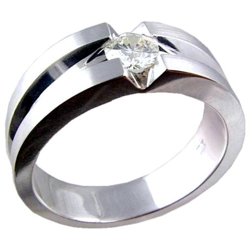 Mens Diamond Wedding Ring with a Round Center