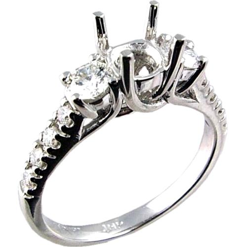 Pave/Pringg Set Round Diamond Engagement Ring Semi Mount