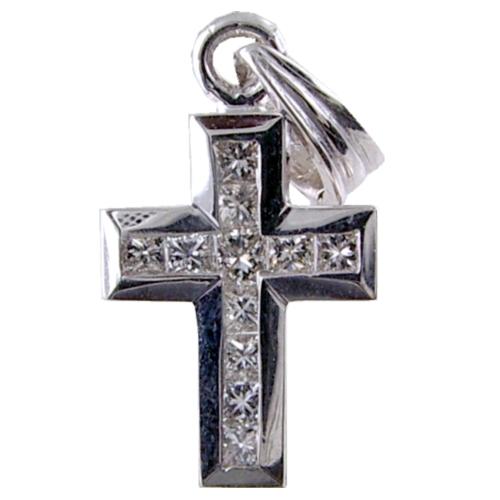 Channel Set Princess Cut Diamond Cross