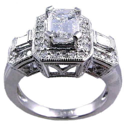 Channel Set Princess Cut, Pave Set Round Diamond Engagement Ring Channel Set Princess Cut, Pave Set Round Diamond Engagement Ring