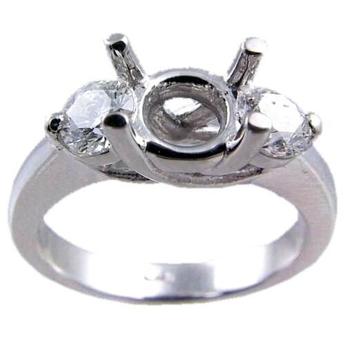 Three Stone Round Diamond Engagement Ring Semi Mount