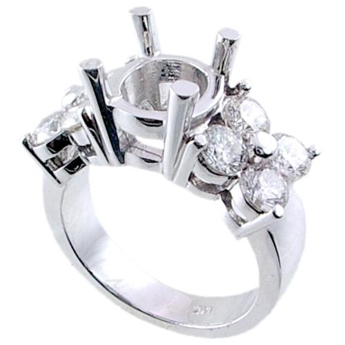Shared Prong Set Round Diamond Engagement Ring Semi Mount