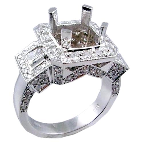 Channel Set Princess Cut, Pave Set Round Diamond Engagement Ring Channel Set Princess Cut, Pave Set Round Diamond Engagement Ring