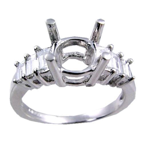 Prong Set Baguette Diamond Engagement Ring Semi Mount