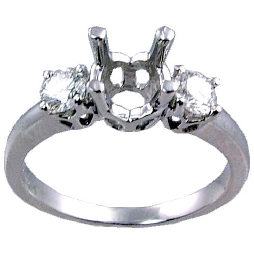 Three Stone Round Diamond Engagement Ring Semi Mount