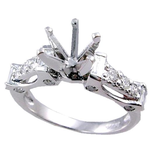 Channel Set Baguette, Pave Set Round Diamond Engagement Ring Sem Channel Set Baguette, Pave Set Round Diamond Engagement Ring Sem