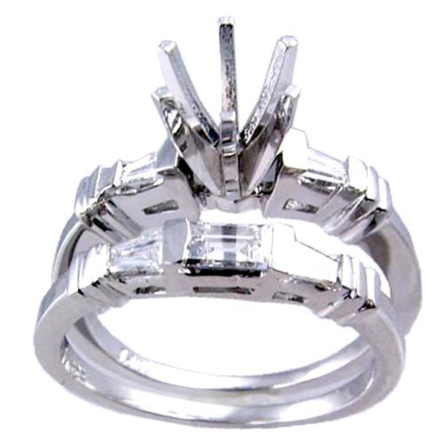 Channel Set Baguette Diamond Wedding Set (Semi Mount)