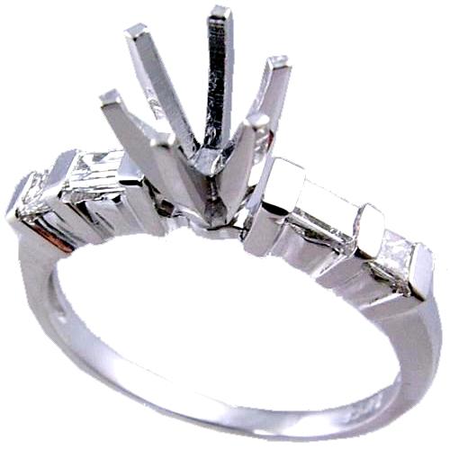 Channel Set Baguette, Princess Cut Diamond Engagement Ring Semi Channel Set Baguette, Princess Cut Diamond Engagement Ring Semi