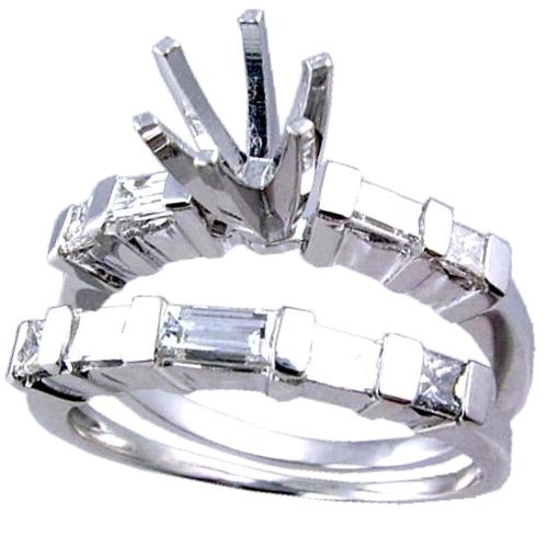 Channel Set Princess Cut/Baguette Diamond Wedding Set (Bridal Se