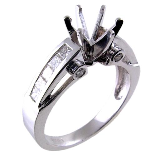 Channel Set Princess Cut Diamond Engagement Ring Semi Mount