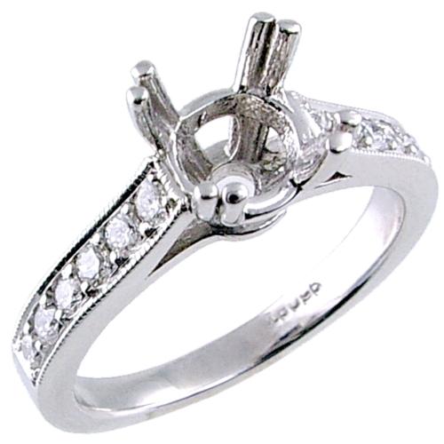 Pave Set Round Diamond Engagement Ring Semi Mount