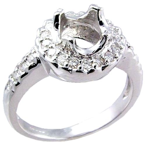 Pave Set Round Diamond Engagement Ring Semi Mount