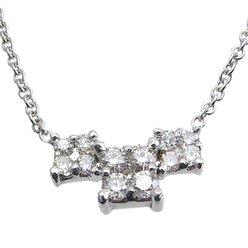 Three Stone Cluster Diamond Princess Cut shaped Diamond Necklace