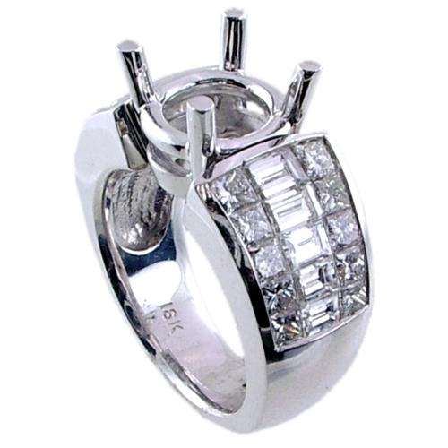 Invisible Set Princess Cut, Baguette Diamond Engagement Ring Sem