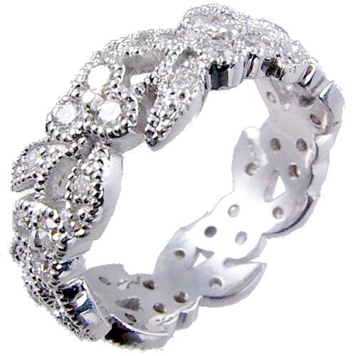 Floral Design Pave Set Diamond Eternity Ring