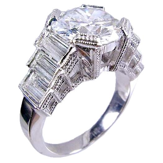 Channel Set Baguette Diamond Engagement Ring Semi Mount