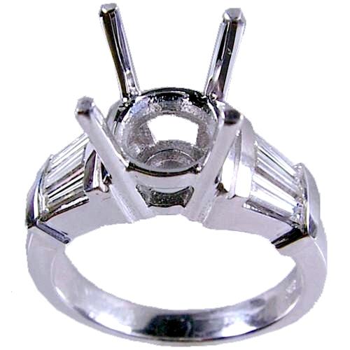 Channel Set Baguette Diamond Engagement Ring Semi Mount