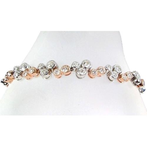 Two Tone, Bezel Set Round Diamond Bracelet (Bubble)