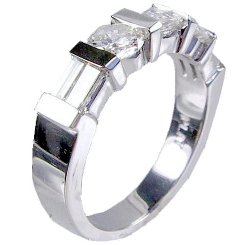 Channel Set Baguette/Round Diamond Wedding Ring