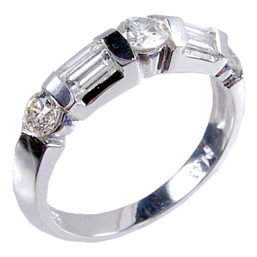 Channel Set Baguette/Round Diamond Wedding Ring