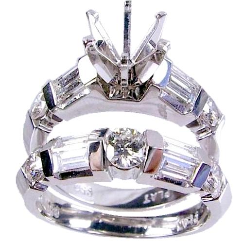 Channel Set Baguette/Round Diamond Bridal Set (Semi Mount)